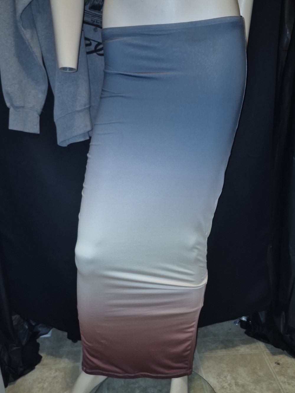 FOREVER 21 Ombre Bodycon Maxi Skirt in Blue to Brown Small